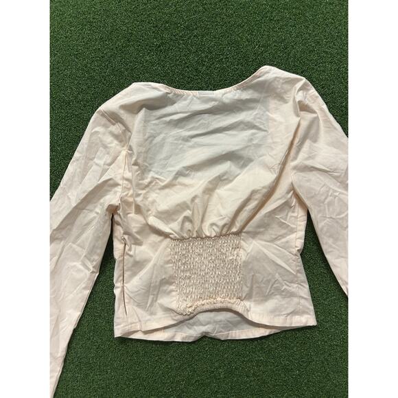 Wild Fable Blouse Womens XS Light Pink Long Sleeve Square Neck Crop Top New - Picture 7 of 7